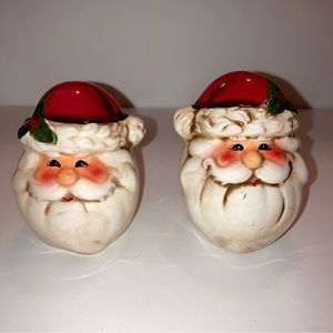 NIB Vintage Santa Clause Ceramic Salt Pepper Shakers Retro Traditional Christmas